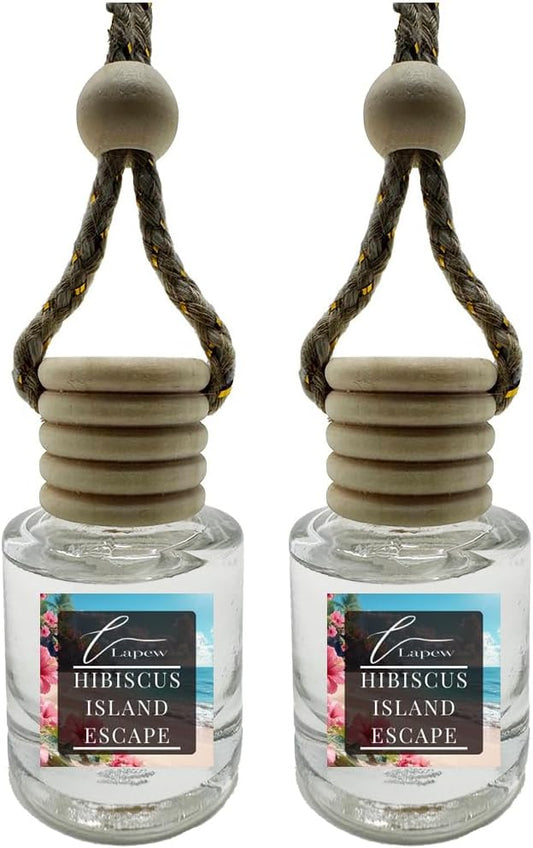Car Air Freshener Diffuser – 2 Pack Hanging Air Freshener Diffuser (.34 Oz, Hibiscus Island Escape)