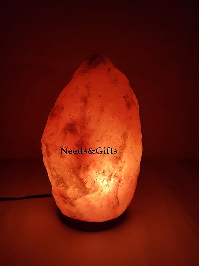 Himalayan Salt Lamp with Dimmer Switch - Natural Crystal Rock Night Light for Home Decor - Hand Carved Salt Lamp with Wooden Base - Soothing Amber Glow Night Light & Gifts