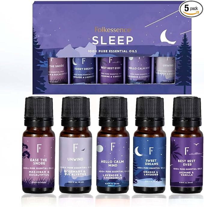 Folkulture Essential Oils for Home | Set of 5 (0.34 fl oz x 5) Vanilla Essential Oil or Lavender Diffuser Oils for Relaxation | Chamomile Essential Oil or Eucalyptus Oil Scents for Women