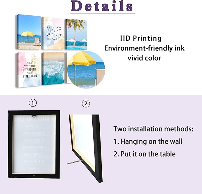 Inspirational Quotes Motto Wall Art，Motivational Office Wall Art Decoration Painting, Suitable for Library, School, Gym,Office， Living Room,Home Deco,Tabletop/Hanging,| 6-pack（29 x 38 cm ） Framed 5