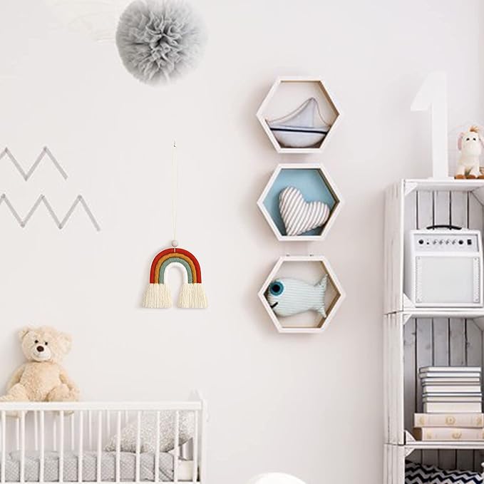 BOHO GARDEN Macrame Bohemian Rainbow Charm - Essential Oil Diffuser for Cars, Baby Nursery, Children’s Bedroom & Home Decor- Colorful Decorative Hanging Air Freshener & Accessories - 3.5x4 - Sunset