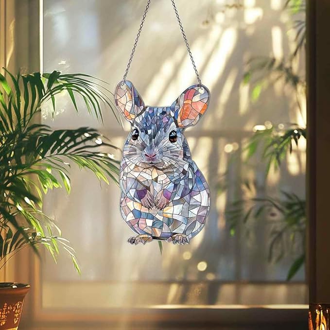 Chinchilla Ornaments Decor for Christmas Tree - Chinchilla Gifts for Women Men - Chinchilla Home Kitchen Room Christmas Decorations - 2D Flat Acrylic Ornament Window Hanging