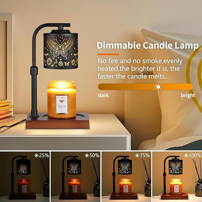 Candle Warmer Lamp with Adjustable Height Dimmable for New Home Decor Electric Candle Warmer for Jar Candles Birthday Gifts for Women Mom(Butterfly)