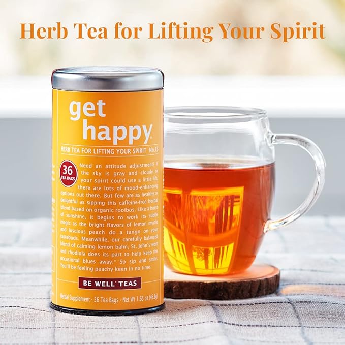 The Republic of Tea Be Well Teas No. 13, Get Happy Herbal Tea For Lifting Your Spirits, Refill Pack of 250 Tea Bags