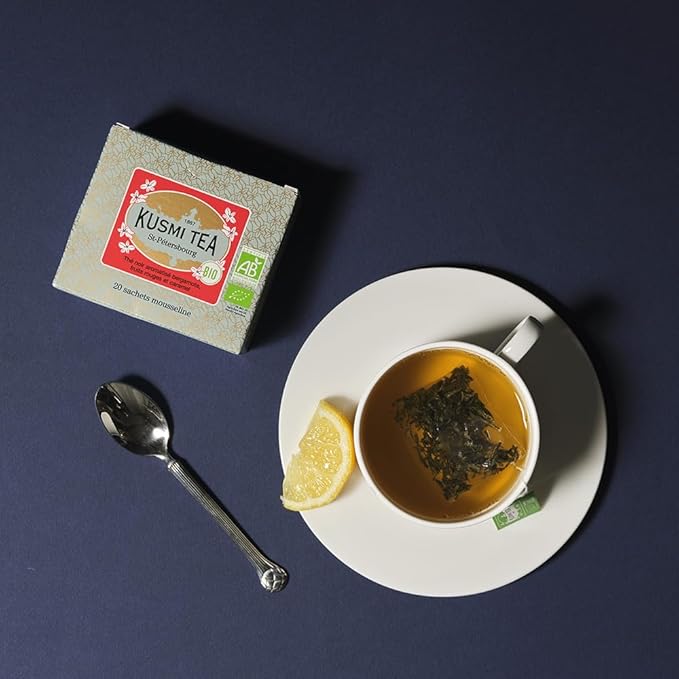 Kusmi Tea - St. Petersburg - Organic Black Tea - Earl Grey Tea - Blend of Black Tea with Red Berries, Caramel, Vanilla & Bergamot - Robust, Caffeinated Tea - 20 Tea Bags
