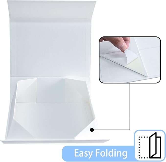 LIFELUM White Gift Boxes 2 Pack 13.85 x 8.35 x 4.45 Large Gift Boxes with Magnetic Lid Wedding Box for Presents Contains Card, Ribbon, Shredded Paper Filler Box for Gift