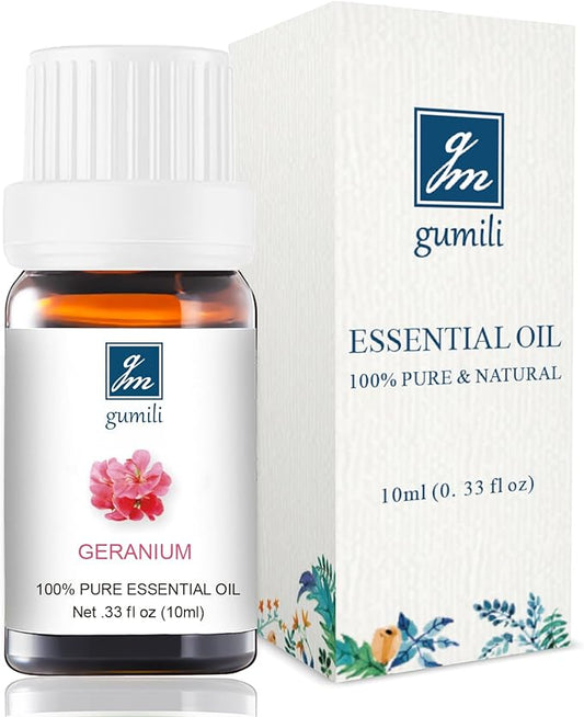 Geranium Essential Oil 10ml, 100% Pure Geranium Oil for Diffuser, Skin, Hair, Face, Soap & Candle Making, Aromatherapy & Massage