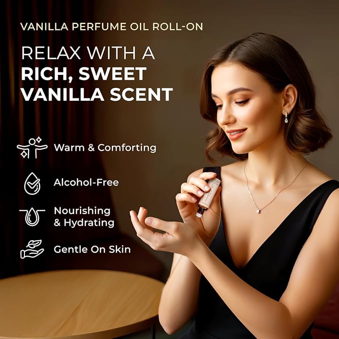 Gya Labs Vanilla Oleoresin Essential Oil Roll On - 0.34 Fl Oz - Travel Size Roller for Camping, Skin, Aromatherapy Relief, Convenience