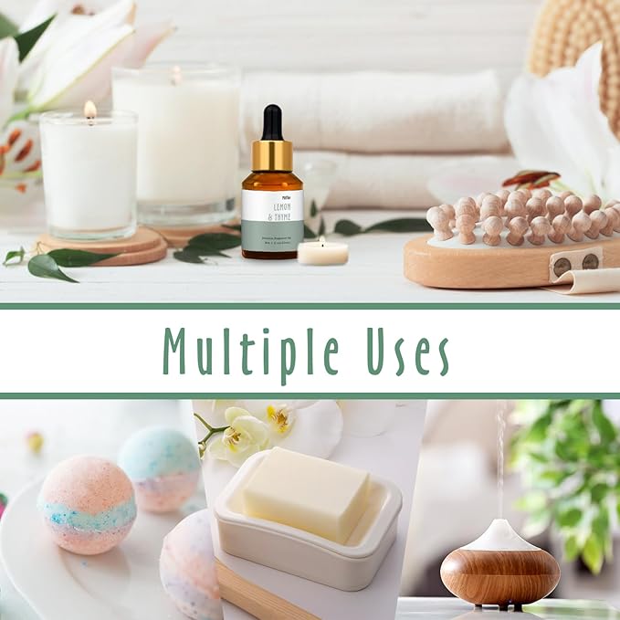 Lemon & Thyme Fragrance Oil, MitFlor Single Scented Oil, Large Size Premium Grade Fragrance Oil for Soap & Candle Making, Hotel Collection Diffuser Oil, Citrusy & Herbal Scent for Home Fragrance, 30ml