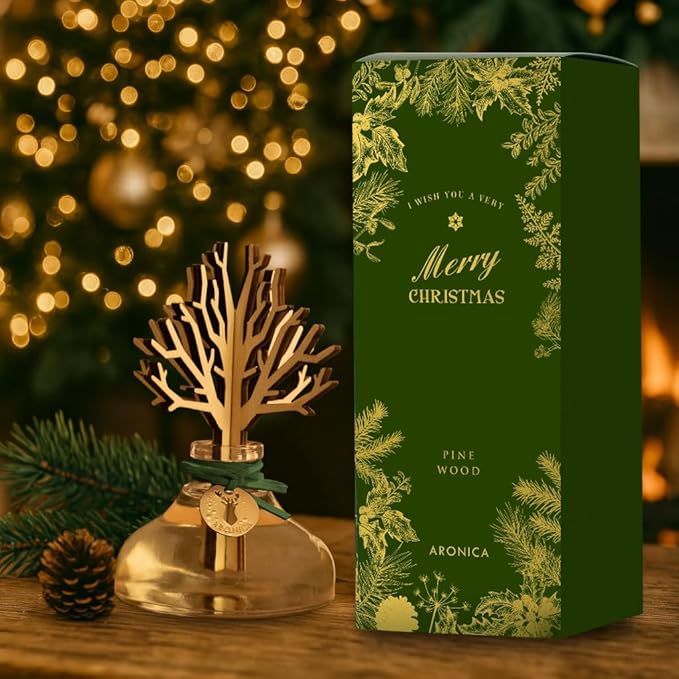 Aronica Christmas Diffuser 120ml / 4floz- Pine Wood Scent, Eucalyptus Mint Essential Oil Reed Diffuser, Fir Tree Scent Oil Classy Christmas Home Decor Holiday, Luxury Skandinavisk High End Oils