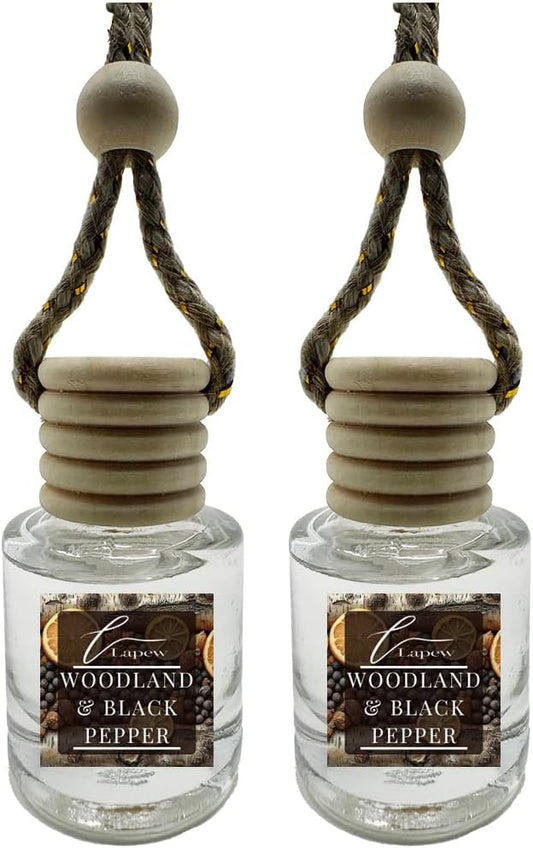 Car Air Freshener Diffuser – 2 Pack Hanging Air Freshener Diffuser (.34 Oz, Woodland & Black Pepper)
