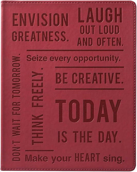 Eccolo Large Lined Journal Notebook, Flexible Cover, Writing Journal, 256 Ruled Ivory Pages, Ribbon Bookmark, Lay Flat, Desk Size for Work or School, Size 8x10", Today is the Day