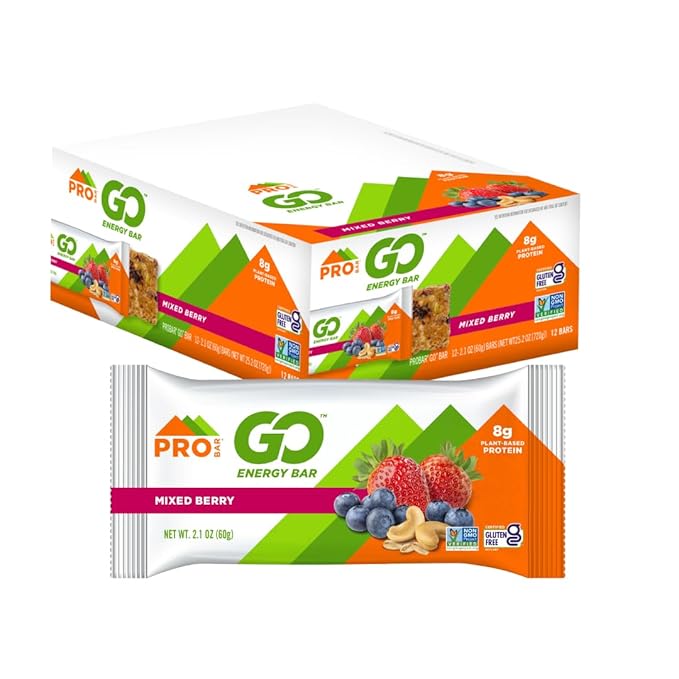 PROBAR - GO Energy Bars - Mixed Berry - Gluten-Free, Non-GMO, Whole-Food Ingredient Snack Bars (12 Count)