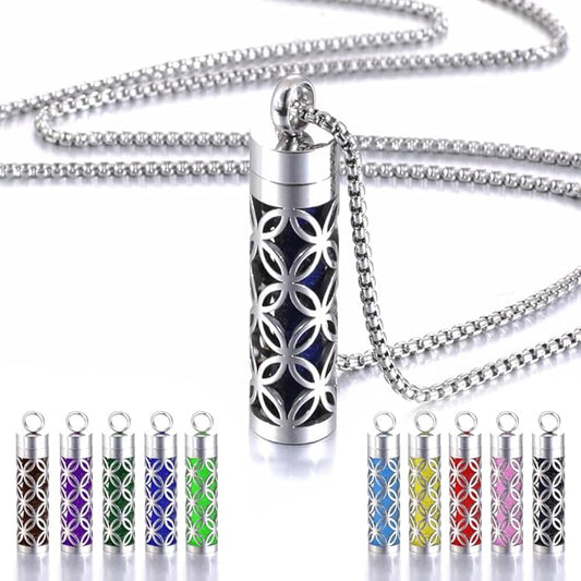 H&PY 2PCS/lot Essential Oil Necklace for Women, Aromatherapy Pendant Necklace 316L Stainless Steel Diffuser Necklace, Essential Oil Jewelry Gift for Men Women, Couple fragrance necklace
