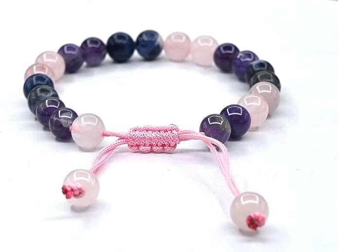 Natural Healing Crystal Bracelet for Women - Mens Bracelet Energy Balancing Gemstones Set - Adjustable Stone Bead Bracelet for Men and Women - Chakra Crystal Therapy Accessory, Meditation