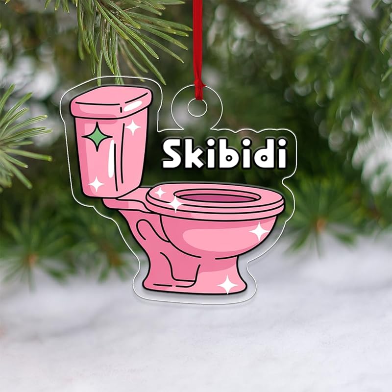 Funny Skibidi Toilet Acrylic Ornament, Toilet Christmas Ornament, Meme Ornament, Gag Gift for Teen Kids, Holiday Decoration Acrylic Ornament – Personalized Christmas Tree