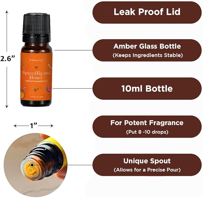 Folkulture Essential Oils for Home | Set of 6 (0.34 fl oz x 6) Fall Essential Oils or Diffuser Oil for Relaxation | Pumpkin Spice, Vanilla Essential Oil or Fall Scents | Fall Essentials for Women