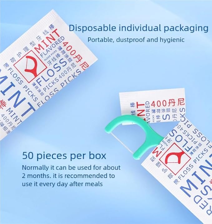 YANDY Mint Flossing Sticks, Individual Flossing Sticks (100 Count), Fresh Breath, Portable, Travel-Friendly