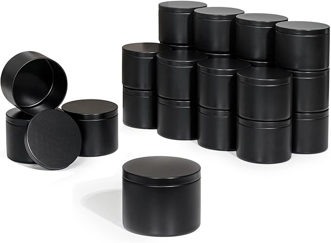 Aroparc Candle Tins 8oz with Lids, 24 Pack Seamless Bulk Candle Containers for Candle Making Supplies - Black