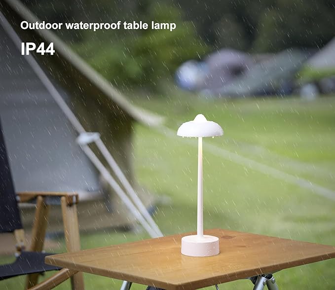 DAWALIGHT Cordless LED Table lamp,5200mAh Outdoor Battery Operated Table Lamp Waterproof,3 Level Stepless Dimming 2700K/4000K/6500K Rechargeable Battery Desk Lamp,Aluminium,White
