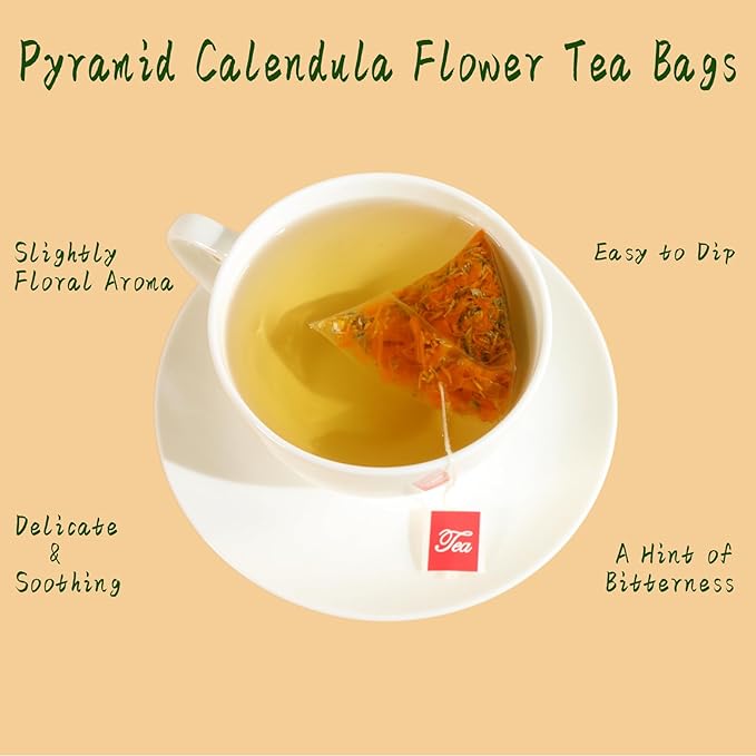 Jarteela Calendula Tea Bags, 1.5g x 36 - Natural, Non-GMO, Caffeine-free - Supports Digestion & Skin Health