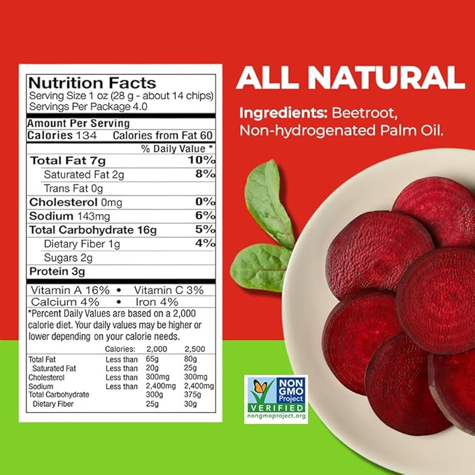KIWA Beet Chips - Healthy Veggie Snacks - Vegetable Snacks for Kids & Adults - Deliciously Crunchy Kettle-Cooked Chips - Gluten-Free & Non-GMO (2 Individual Snacks Pack)
