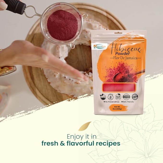 Hibiscus Powder - Natural and Premium Quality - For Hair, Face, and Skin - Perfect For Food and Drinks - Caffeine-free, No Additives (16 oz.)