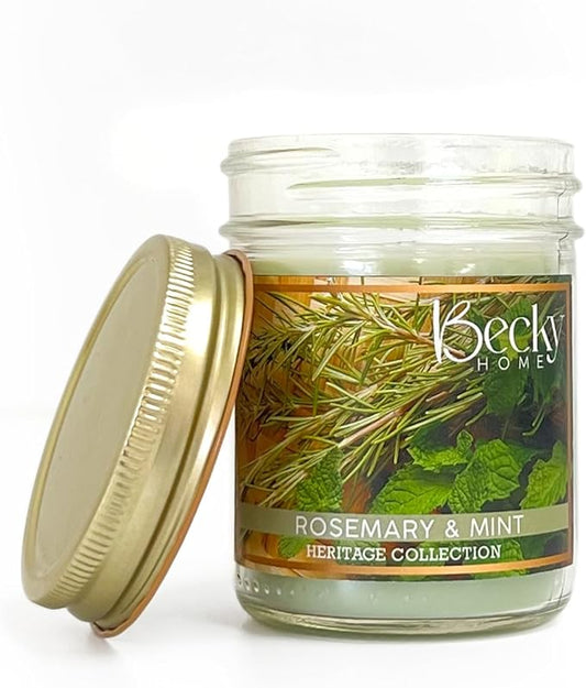 8oz Rosemary Mint Scented Candles for Home, 45 Hrs Soy Wax Candle for Stress Relief, House Aromatherapy Candle Fall Gifts for Men and Women