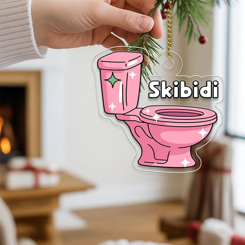 Funny Skibidi Toilet Acrylic Ornament, Toilet Christmas Ornament, Meme Ornament, Gag Gift for Teen Kids, Holiday Decoration Acrylic Ornament – Personalized Christmas Tree