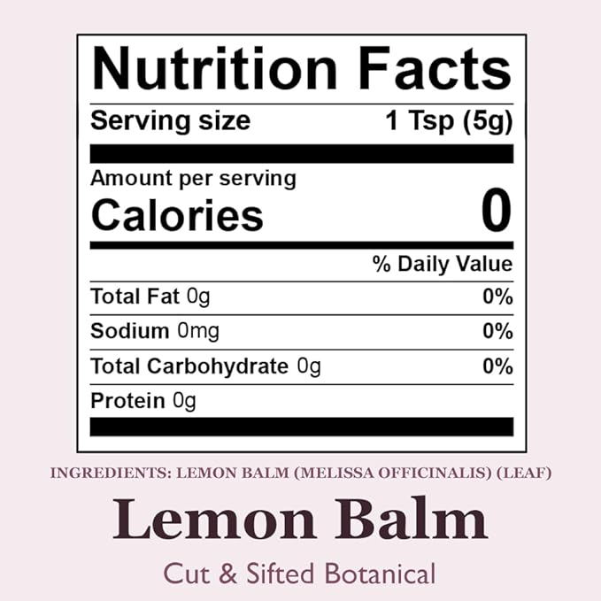 Organic Positively Botanicals Company, Lemon Balm, Herbal Tea Loose Leaf Botanical, 4 Ounce