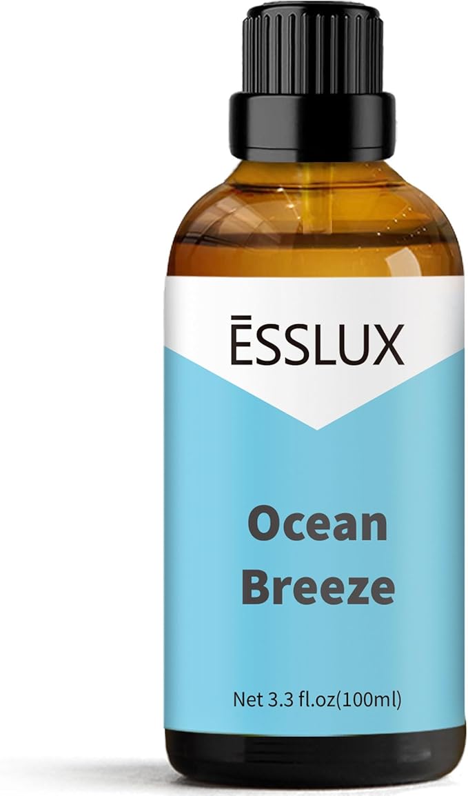Ocean Breeze Fragrance Oil, ESSLUX Large Single Scented Oils 100 ml (3.3 oz), Fresh Sea Aromatherapy Essential Oils for Home for Diffuser, Massage, Soap, Candle Making Scents