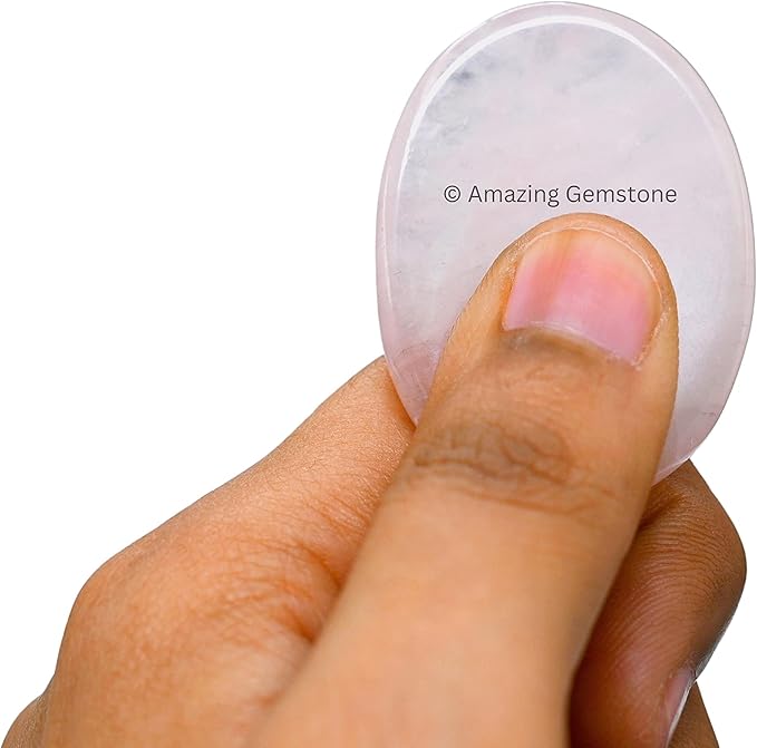 Amazing Gemstone Rose Quartz Worry Stone Crystals and Healing Stones - Worry Stones for Stress Relief Gifts - Piedra Crystal Fidget for Meditation - Unique Stocking Stuffers and Birthday Gifts