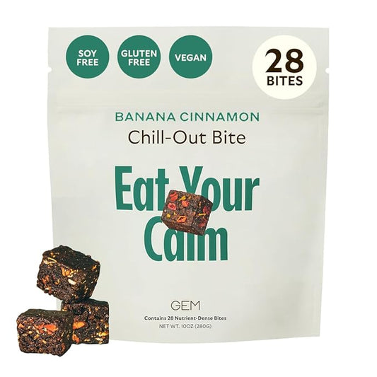 GEM Chill-Out Calm Bite | Supports Calm Mind & Clarity | Magnesium L-Threonate, Golden Chlorella, Lemon Balm | Holistic Non-Habit Forming | Gluten Free, Soy Free, Banana Cinnamon, 28 Servings