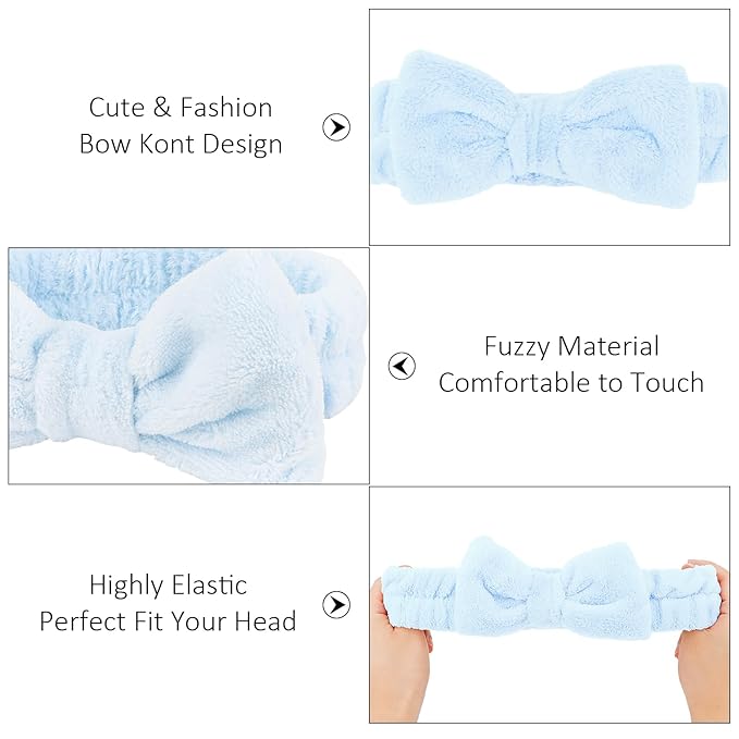 10 Pack Spa Headband for Washing Face Stocking Stuffers Skincare Headbands Bulk for Women Girls Soft Coral Fleece Hairband Cute Bow Headbands for Washing Face Makeup
