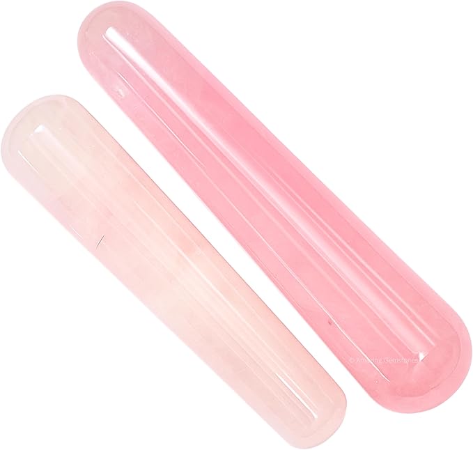 Amazing Gemstone Rose Quartz Crystal Wand Massage Stick - Pelvic Wand Gua Sha for Adults - Crystals and Healing Stones Massage Wands for Adults Gifts (Smooth)