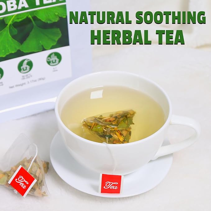 Jarteela - Ginkgo Biloba Tea Bags - 2g x 45 Count - Naturally Dried Ginkgo Biloba Leaves - Non-GMO - Caffeine-Free - Support Liver Health & Enhance Immunity
