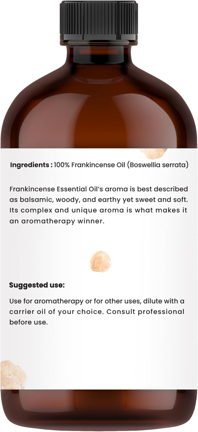 Frankincense Essential Oil 4 FL OZ – 100% Pure Oil with Glass Dropper, Therapeutic Grade for Aromatherapy, Diffuser, Skin Care & Massage, Meditation, DIY Candles & Soap Making