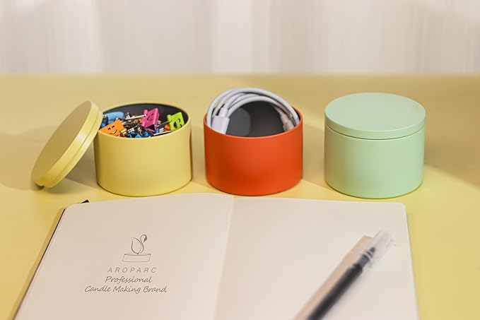 Candle Tins with Lids, 3 Wicks Containers 12 Pack 14oz/420ml Seamless Bulk for Candle Making Supplies Empty Candle Jars - Orange