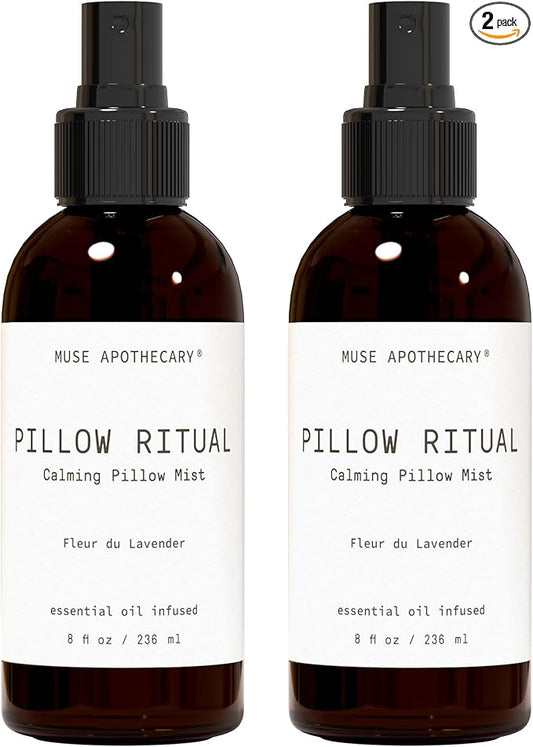 Muse Apothecary Pillow Ritual - Aromatic, Calming and Relaxing Pillow Mist, Linen and Fabric Spray - Infused with Natural Aromatherapy Essential Oils - 8 oz, Fleur du Lavender, 2 Pack