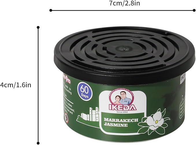 IKEDA Car Air Freshener & Car Odor Eliminator for Auto or Home,Office, 60 Days Long Lasting Scent Cans Freshener, 1.5 Oz Each, 4 Cans, Jasmine