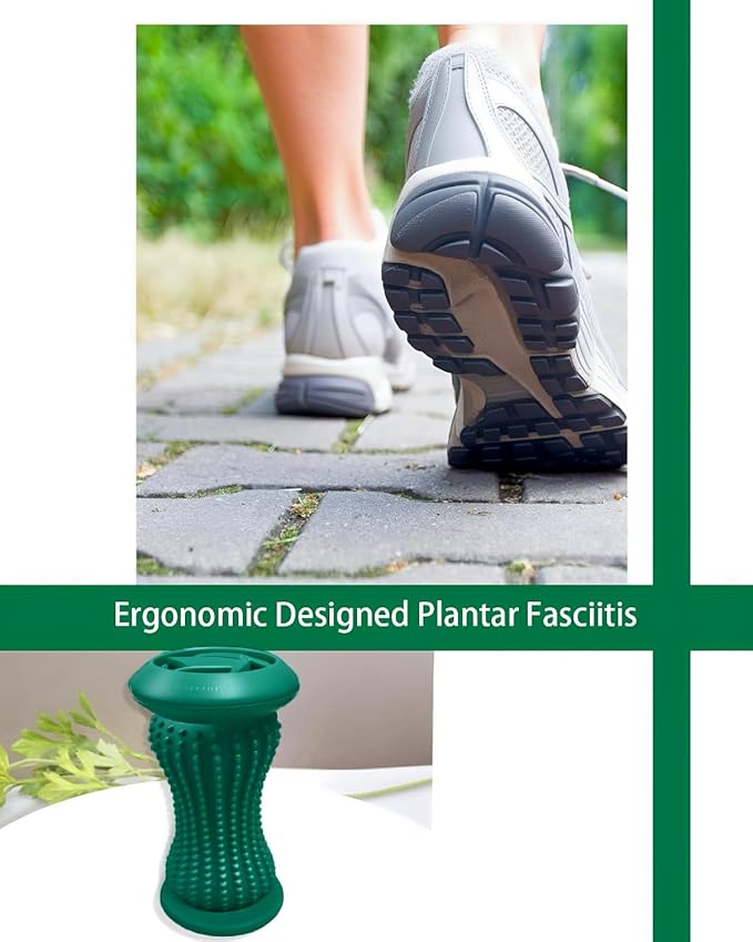 Manual Foot Massager Roller for Plantar Fasciitis Relief, Portable Deep Tissue Muscle Massage Roller for Foot Arch and Heel Pain, Effective Reflexology Tool Relax The Nerves (Dark Green)