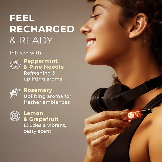 Gya Labs Active Energy Essential Oil Roll On - 0.34 Fl Oz - Travel Size Roller for Camping, Skin, Aromatherapy Relief, Convenience