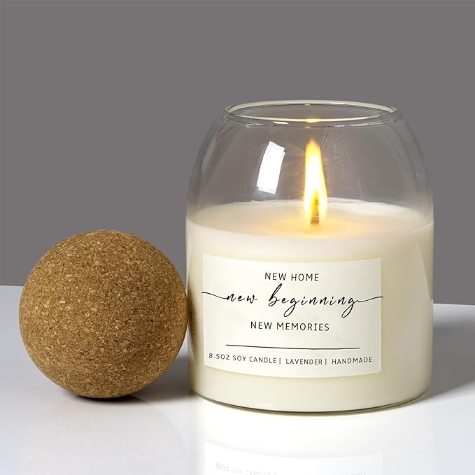 House Warming Gifts New Home，Housewarming New Home Gift Ideas for Women Men Neighbor | Soy Wax, Long-Lasting 60-Hours, Lavender (Housewarming Candle)