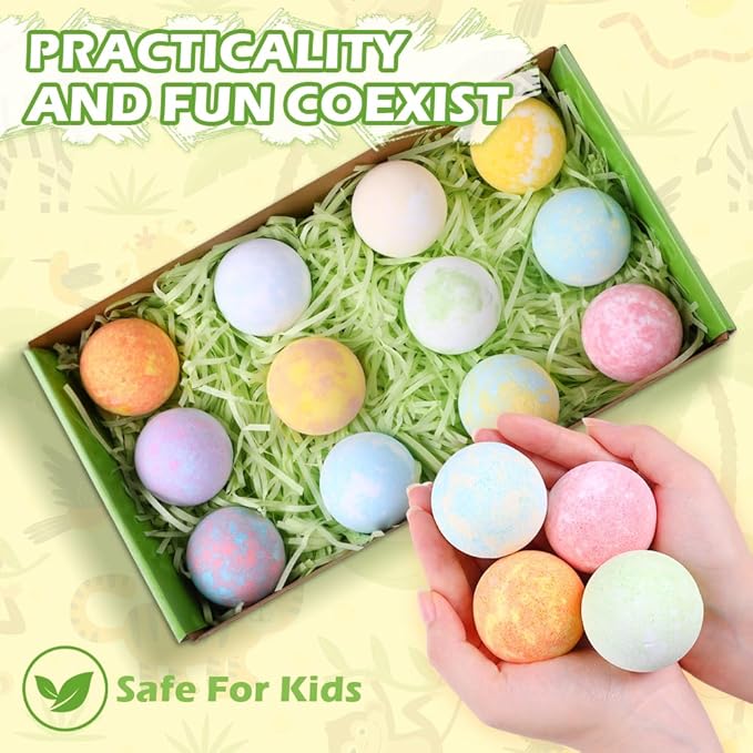 JOICEE Bath Bombs for Kids with Surprise Inside, 12 Pack Organic Natural Bath Bombs with Jungle Animal Toys Mini Model Trees Stones for Boys Girls Birthday Christmas Gift Set