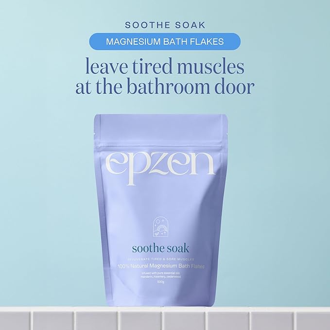 epzen Natural Magnesium Bath Flakes, Essential Oils, Rosemary, Magnesium Chloride, Paraben & Sulfate Free, Cruelty Free, 17.6oz