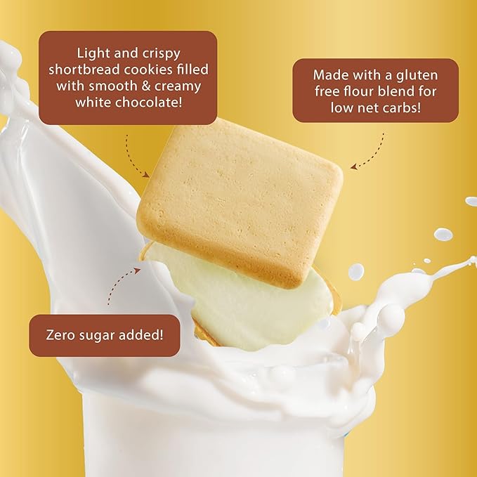 ChocZero Chocolate Cookies, White Chocolate Jolies, Gluten Free, No Added Sugar, 20 Crispy Chocolate Filled Keto Cookies Per Box, 8 Ounce (Pack of 1)