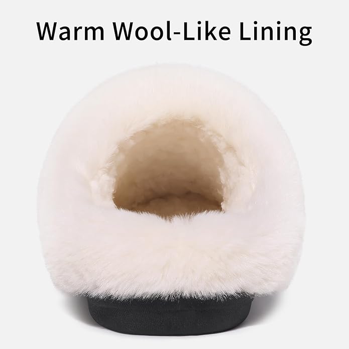 Evshine Warm Knit House Slippers for Women Comfy Wool-Like Lined Chenille Slippers with Memory Foam and Indoor Outdoor Soles