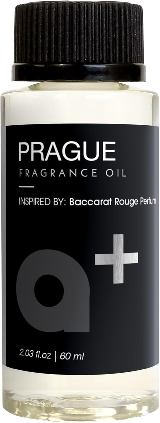 Aromar+ Fragrance Oil – Prague-Inspired by Baccarat Rouge – Luxury Hotel Scent Experience with Woody Oakmoss, Amber & Fresh Citrus – for Waterless Diffusers – Long-Lasting Home Aroma –60mL