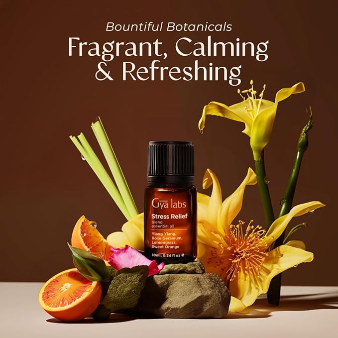 Gya Labs Stress Relief Essential Oil Blend for Diffuser & Aromatherapy - 100% Pure Natural Stress Relief Oils for Calming Diffusion, Soothing & Self-Care (0.34 Fl Oz)