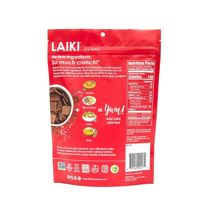 Gluten Free Rice Crackers - Red | Low Sodium Healthy Snack | Vegan SEED-OIL FREE Snack | NON-GMO | GF Snack for Adults | Diabetic Friendly | Gluten Free Variety Pack | Clean & Vegan | Party Snack | Pack of 12